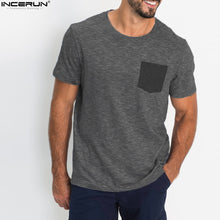 Lade das Bild in den Galerie-Viewer, 2018 New Fashion Men T-shirt Summer Brand Short Sleeve Round Neck Basic Tee Shirt Youth Man Color Block T-shirts With Pockets
