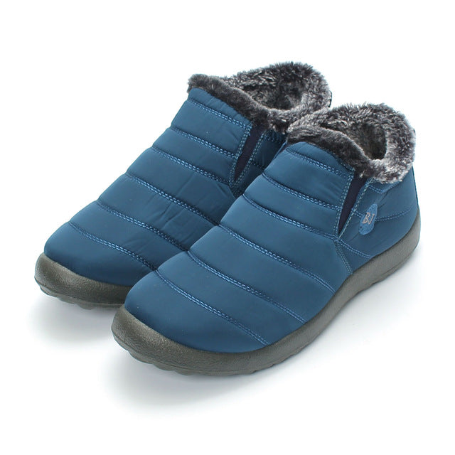NIS Waterproof Warm Plush Old Man Ankle Boots Men Shoes Winter Snow Boots Lithe High Top Casual Slip On Mens Shoes Plus Size New